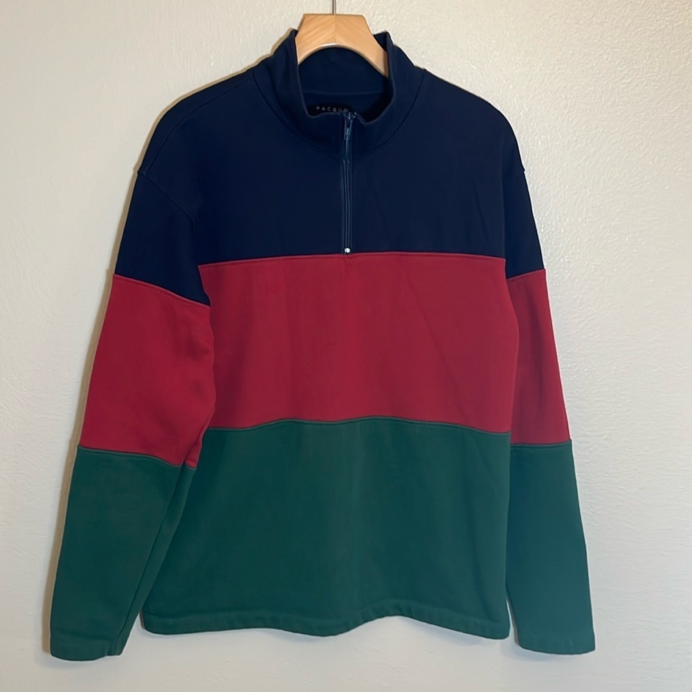 PacSun Navy Green Burgandy Quarter Zip Pullover Sweatshirt